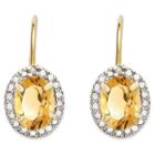 Target 1.60 Carat Tw Oval-cut Citrine And Diamond Accent Leverback Earrings Gold Plated (ij-i2-i3) (november), Girl's, Yellow