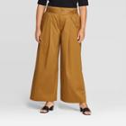 Women's Plus Size Mid-rise Wide Leg Pants - Who What Wear Brown 14w, Women's, Green