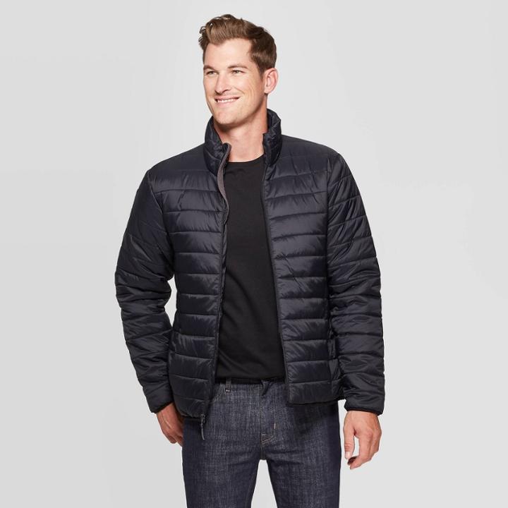 Men's Standard Fit Puffer Jacket - Goodfellow & Co Black