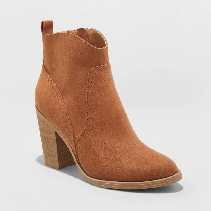 Women's Emmy Microsuede Western Bootie - Universal Thread Cognac