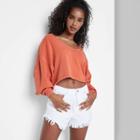 Women's V-neck Pullover Cropped Sweatshirt - Wild Fable Orange