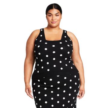 Women's Plus Size Polka Dot Tank Top - Victor Glemaud X Target Black