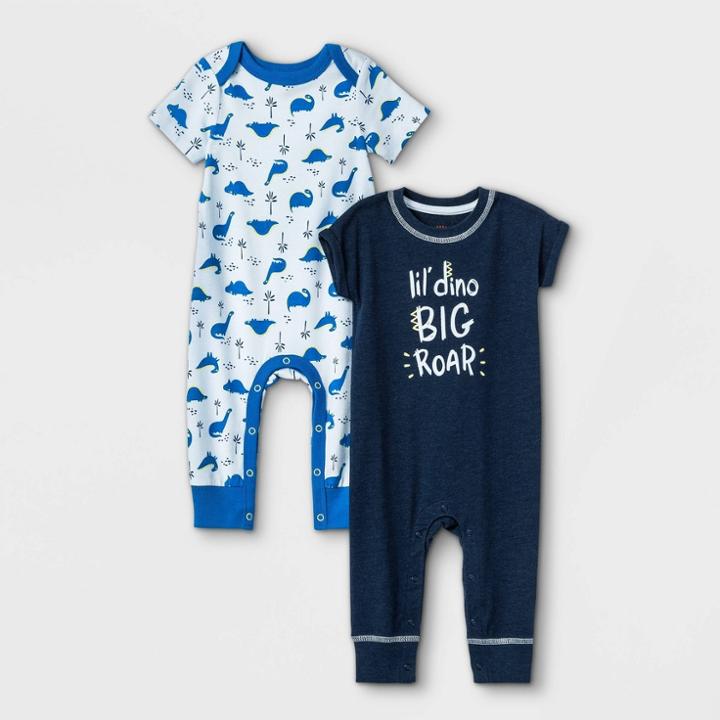 Baby Boys' Lil Dino 2pk Romper - Cat & Jack Navy