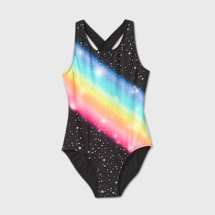 More Than Magic Girls' Rainbow Galaxy One Piece Swimsuit - More Than