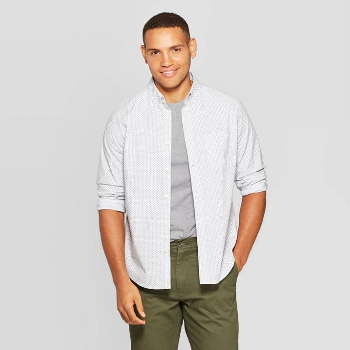 Men's Standard Fit Long Sleeve Northrop Poplin Button-down Shirt - Goodfellow & Co Gray Mist S, Men's, Size: Small, Gray Blue