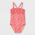 Toddler Girls' Animal Print Smocked One Piece Swimsuit - Cat & Jack Moxie Peach