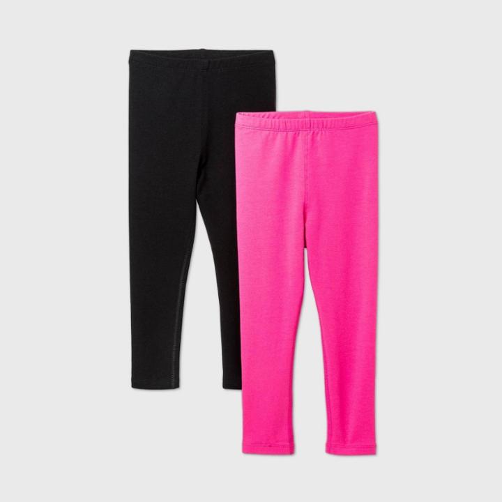 Toddler Girls' 2pk Adaptive Leggings - Cat & Jack Black/pink