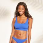 Women's Textured Scoop Bralette Bikini Top - Xhilaration Bright Blue D/dd Cup