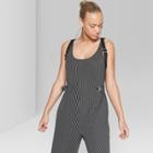 Women's Striped Cropped Woven Jumpsuit - Wild Fable Black/white