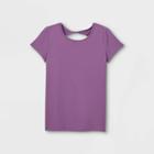 Girls' Short Sleeve Keyhole Back Gym T-shirt - All In Motion Purple