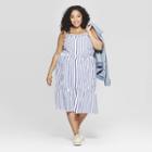 Women's Plus Size Striped Sleeveless Square Neck Dress - Universal Thread Blue