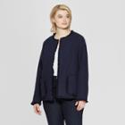 Women's Plus Size Tweed Jacket - Ava & Viv Navy (blue)
