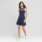 Women's Keyhole Lace Dress - Lily Star (juniors') Navy