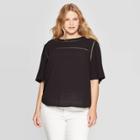 Women's Plus Size Short Sleeve Crew Neck Top - Ava & Viv Black