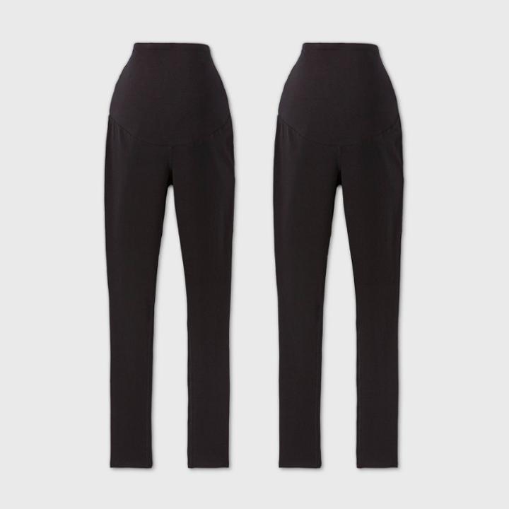 Maternity Knit Leggings 2pk Bundle - Isabel Maternity By Ingrid & Isabel Black