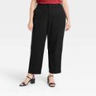 Women's Plus Size High-rise Straight Chilled Out Ankle Chino Pants - A New Day Black