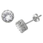 Tiara 6mm Round-cut White Sapphire Crown Earrings In Sterling Silver, Women's, White Sapphire/silver