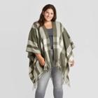 Women's Plus Plaid Ruana Kimono Jacket - Universal Thread Green