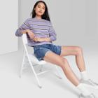 Women's Long Sleeve Boxy T-shirt - Wild Fable Amethyst Striped L, Purple