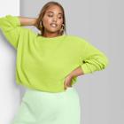 Women's Plus Size Cropped Crewneck Sweater - Wild Fable Sparkling Green