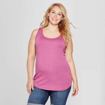 Maternity Plus Size Scoop Neck Tank - Isabel Maternity By Ingrid & Isabel Berry Pink Heather