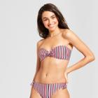 Clean Water Cleanwater Women's Striped Tie Front Bandeau Bikini - Multi Striped S,