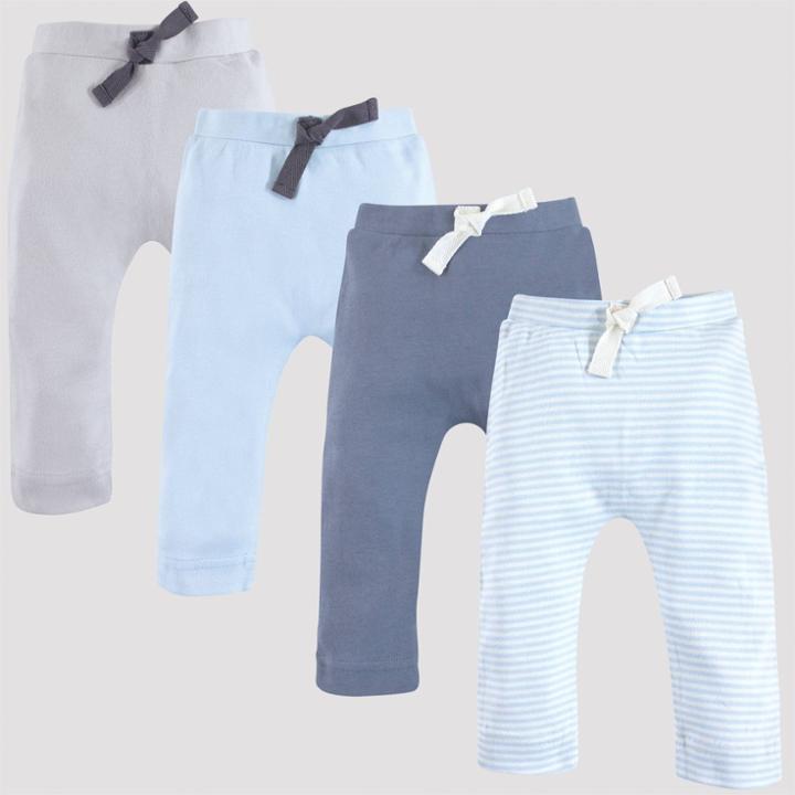 Touched By Nature Baby 4pk Harem Organic Cotton Pull-on Pants - Light Blue/gray 18-24m, Kids Unisex