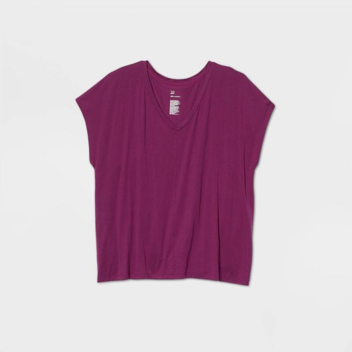 Women's Plus Size Short Sleeve Tie Back T-shirt - All In Motion Purple 1x, Women's,