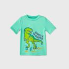Toddler Boys' 'jungle Stomper' Dino Short Sleeve Rash Guard Swim Shirt - Cat & Jack Turquoise