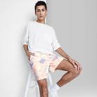 Men's 6.5 Tie-dye Regular Fit Pull-on Shorts - Original Use Coral Pink/tie-dye Design