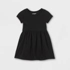Toddler Girls' Solid Knit Short Sleeve Dress - Cat & Jack Black