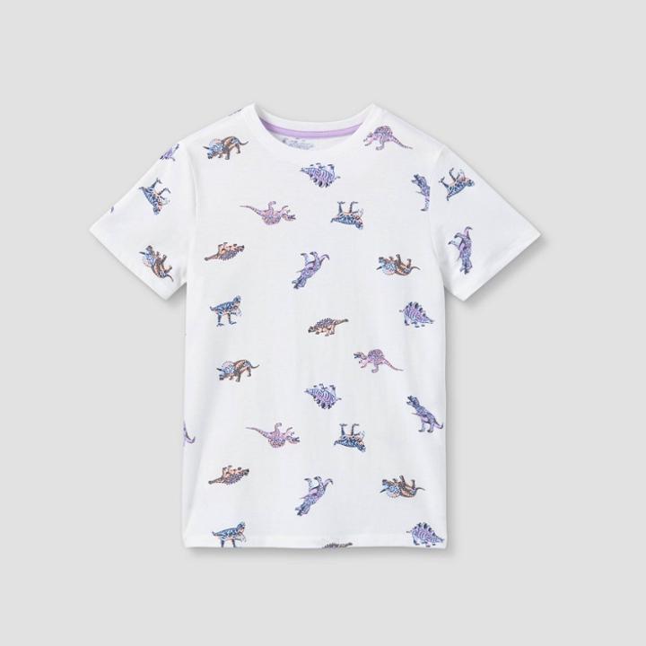 Boys' Dino Print Short Sleeve T-shirt - Cat & Jack White