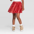 Girls' Sequin Skirt - Cat & Jack Red L, Girl's,