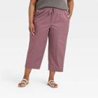 Women's Plus Size High-rise Relaxed Fit Pull-on Ankle Pants - A New Day Dark Purple