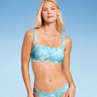 Women's Light Lift Square Neck Bralette Bikini Top - Shade & Shore Blue Floral Print