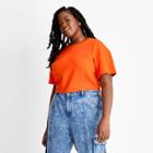 Women's Plus Size Short Sleeve Boxy Crop T-shirt - Future Collective With Kahlana Barfield Brown Orange