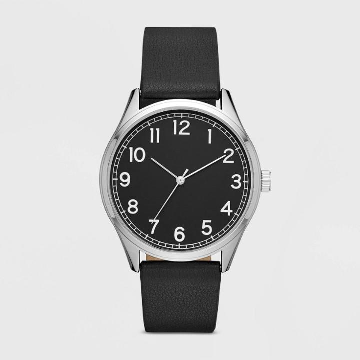 Men's Value Full Arabic Strap Watch - Goodfellow & Co Black