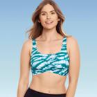 Women's Slimming Control Wrap-front Bikini Top - Beach Betty By Miracle Brands Teal/green Tie-dye