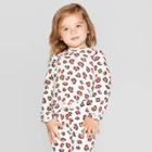 Toddler Girls' Leopard Print Cozy Blouse - Cat & Jack Cream