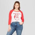 Women's Plus Size 3/4 Sleeve Christmas Just Claus Raglan Graphic T-shirt - Modern Lux (juniors') White