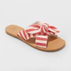 Women's Livia Striped Knotted Bow Slide Sandal - A New Day Red