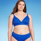Juniors' Plus Size Ribbed Triangle Bikini Top - Xhilaration Blue