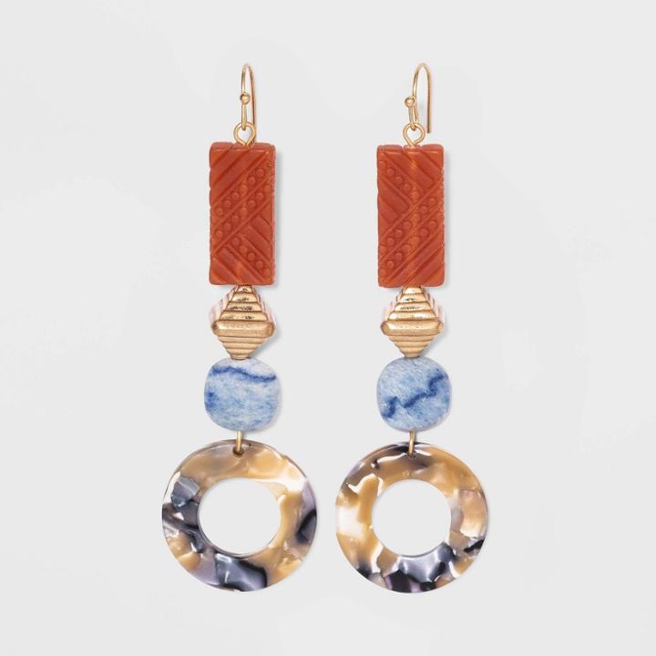 Semi-precious Blue Aventurine Drop Earrings - Universal Thread Blue