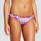 Mossimo Women's Ruffle Edge Cinch Back Hipster Bikini Bottom - Deep Red Floral -