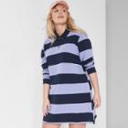 Women's Plus Size Striped Long Sleeve Rugby Polo Dress - Wild Fable Purple/navy 2x,