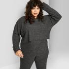 Women's Plus Size Long Sleeve Crewneck Cropped Pullover - Wild Fable Charcoal 1x, Women's, Size: