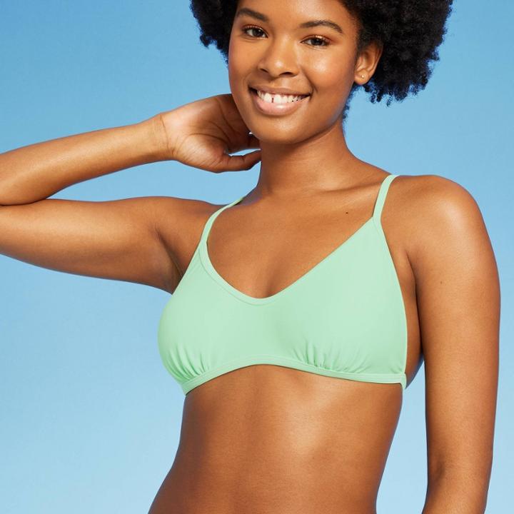 Women's Scoop Neck Bralette Bikini Top - Wild Fable Light Green Xxs