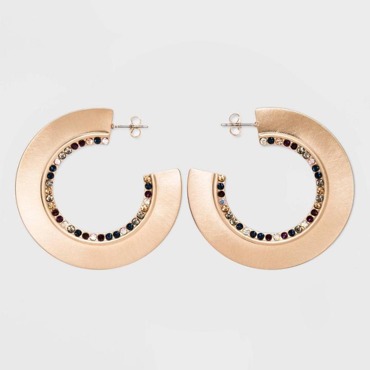 Glass And Gems Brushed Hoop And Statement Earrings - A New Day ,