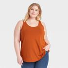 Women's Plus Size Drapey Tank Top - Ava & Viv Rust