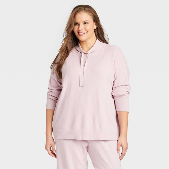 Women's Plus Size Cowl Neck Pullover Sweater - Ava & Viv Lilac